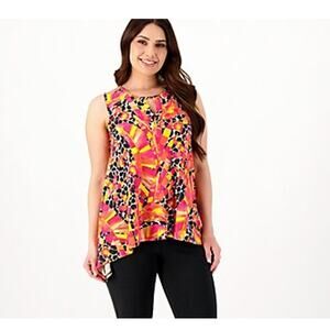 Women With Control Tunic Tank Top Womens 2X Como Jersey Floral Animal Print QVC